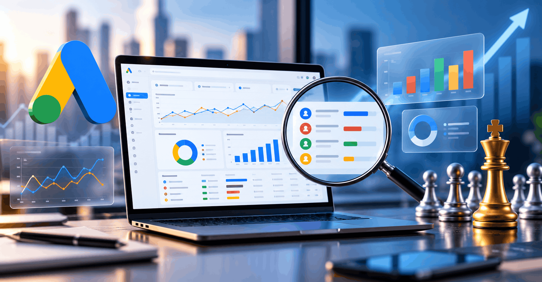 Auction Insights comparison chart showing impression share and competitor metrics in Google Ads 2026
